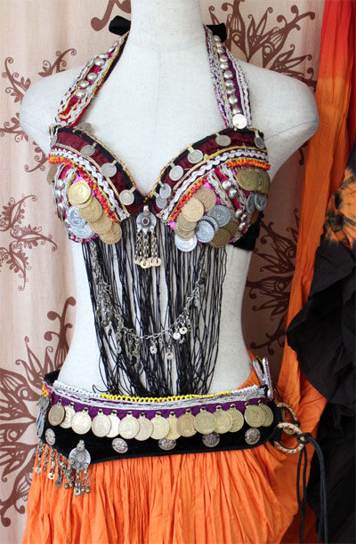 GOTHIC TRIBAL STEAMPUNK+ BELLYDANCE BRA WITH DRAPES 2012