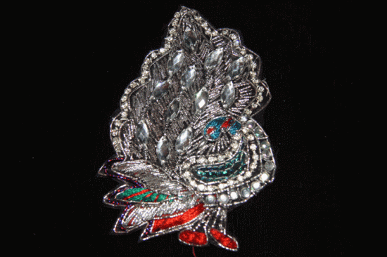 PEACOCK PATCH HAND EMBROIDERED